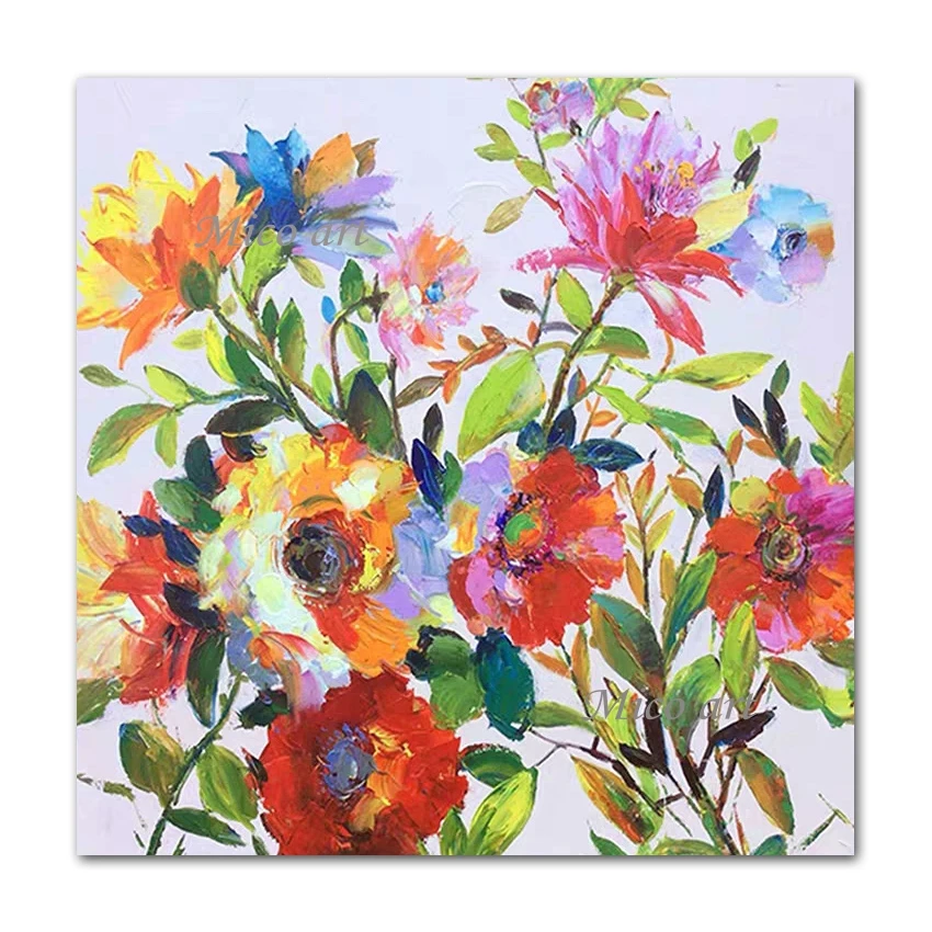 

No Framed Hand Painted Hand-Painted Palette Knife Abstract Flower Oil Painting On Canvas Home Wall Decoration Paintings Artwork