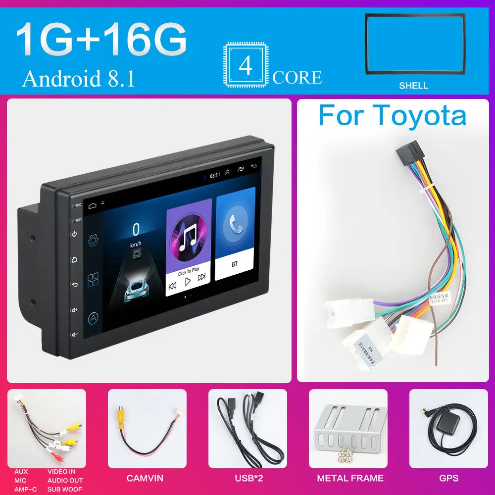 9217Bv2 TOYOTA 2 Din Android 8,1 автомобильный Радио мультимедийный плеер универсальный gps навигация Bluetooth WiFi 2din Авторадио Стерео аудио камера dvr карта - Цвет: 9217Bv2 TOYOTA