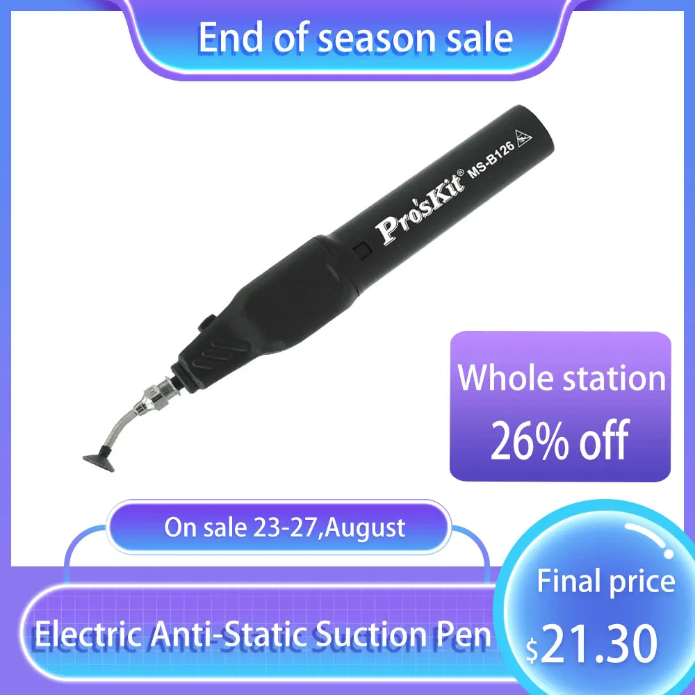 

Pro'sKit MS-B126 Electric Anti-Static Suction Pen Industrial Grade Picker Electronic Parts SMD IC Chip Automatic Vacuum Chuck
