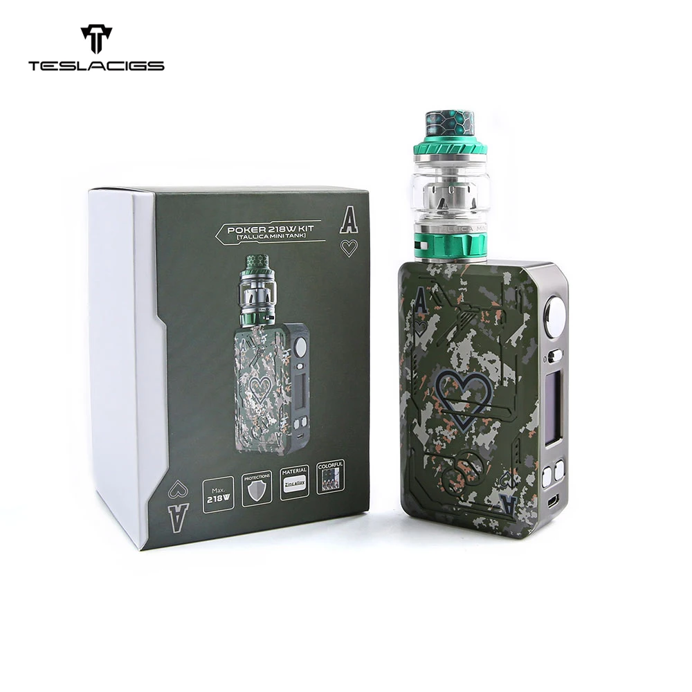 Оригинальный Teslacigs Poker 218 Вт с полимерной электронной сигаретой 6 мл Vape испаритель
