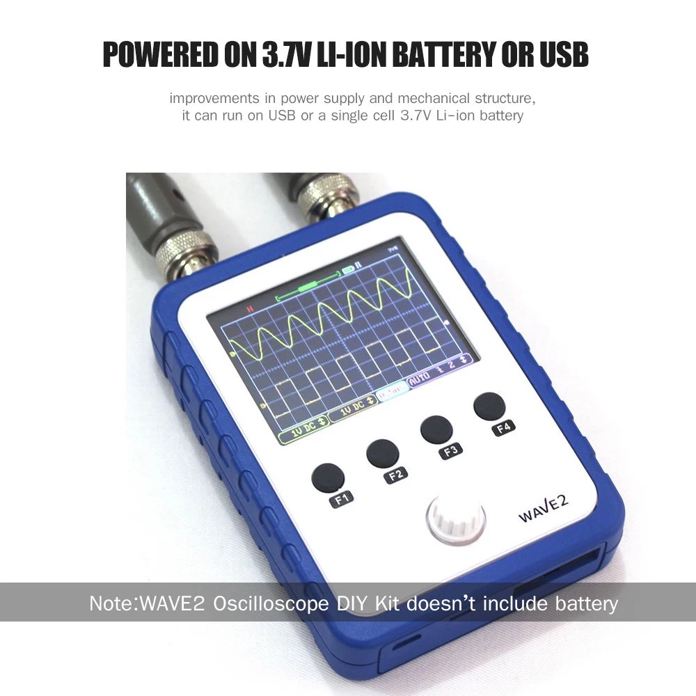 

DIY WAVE2 2.4-inch Handheld Pocket-size Digital Oscilloscope Touch Screen Dual Channel Digital Storage Oscilloscope Kit