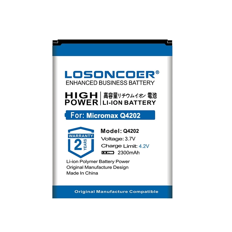 100% Оригинальный LOSONCOER 2300 мАч Q4202 Аккумулятор для Micromax мобильный телефон - купить