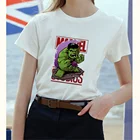 Летние женские футболки с коротким рукавом Marvel, Мстители, Халк, с принтом Диснея, женская уличная одежда, женские топы, футболки