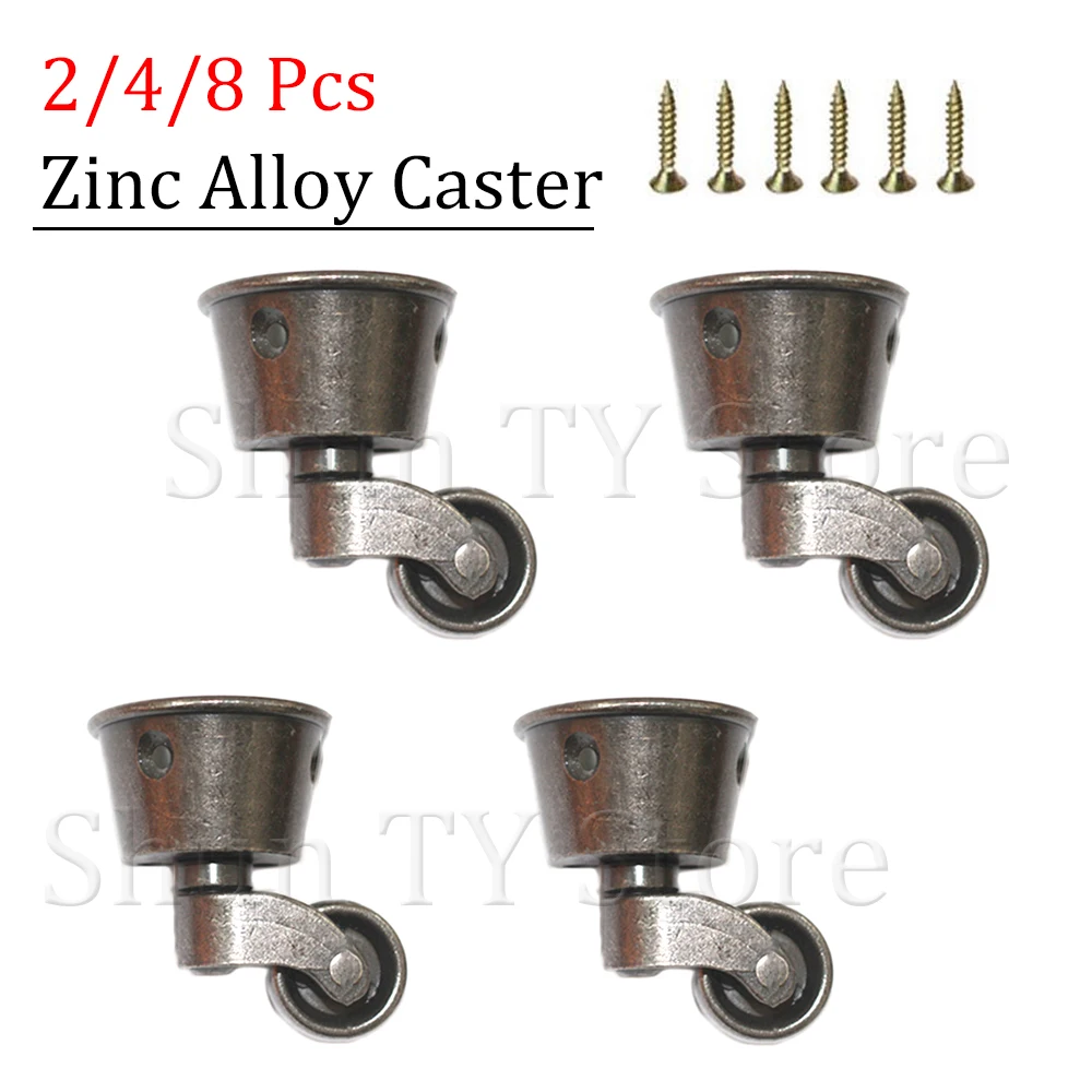 

1/2/4/8Pcs Universal Wheel Metal Caster Wheels Heavy Duty Furniture Legs Support Caster Zinc Alloy Silent Furniture Caster Wheel