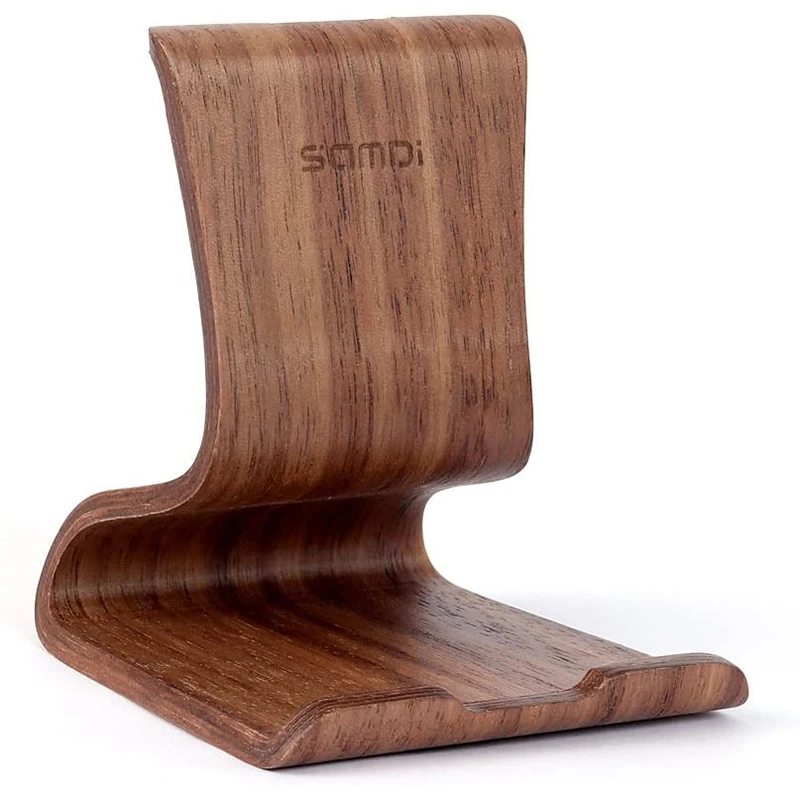 

Universal Lazy Holder Wooden Walnut Birch Mobile Phone Stand Holder Tablets Keeper for iOS Android Smart Phone (Walnut)