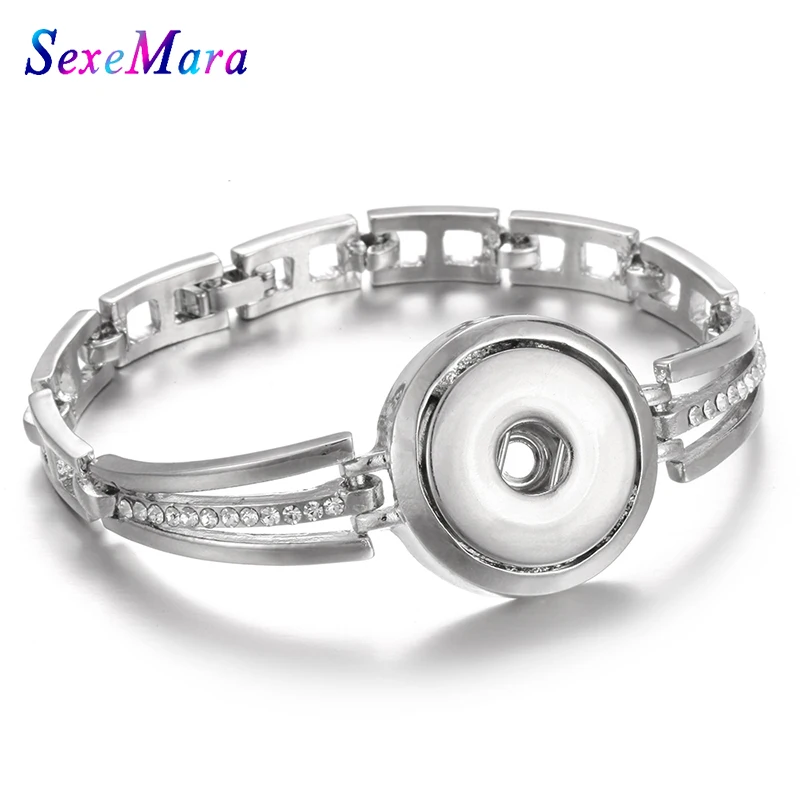 Кожаный браслет серебристого цвета с кнопками застежками 18 мм|Браслеты шармами| |