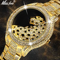 miss fox hot leopard watch fashion female golden clock charms full diamond brand gold watch women wrist business quartz watches
