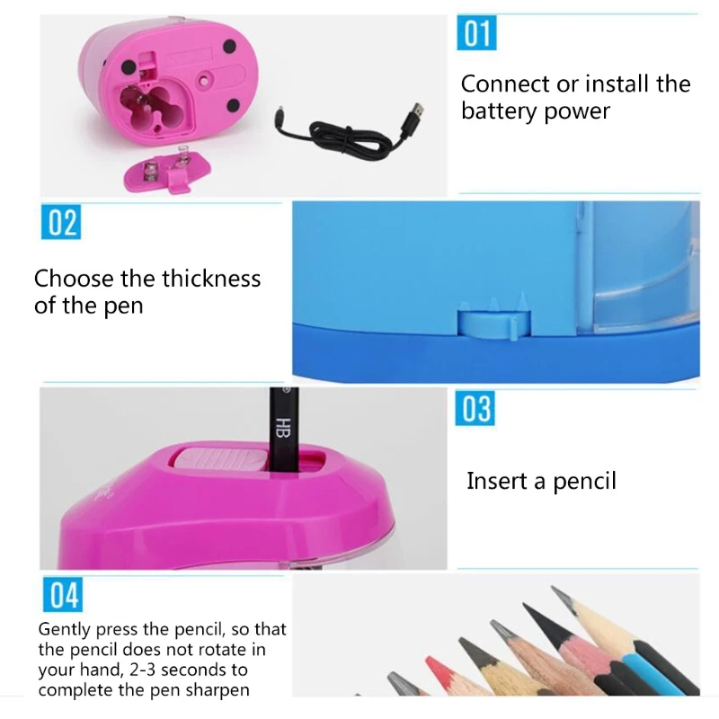 

Automatic Electric Pencil Sharpener USB/Battery Powered Stationery Home Office Student School Supplies