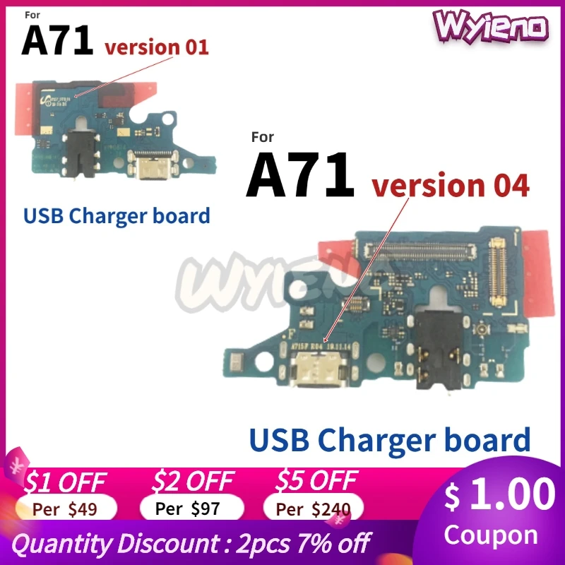

Зарядная плата Wyieno для Samsung A71 A715F, USB док-станция, разъем для зарядки, гибкий кабель, микрофон, штекер, детали + отслеживание