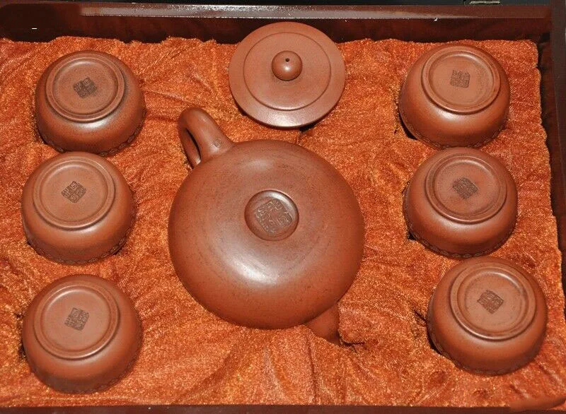 

wedding decoration China Yixing Zisha Pottery master made Fine Teapot Flagon Tea Pot&Teacup cup Set