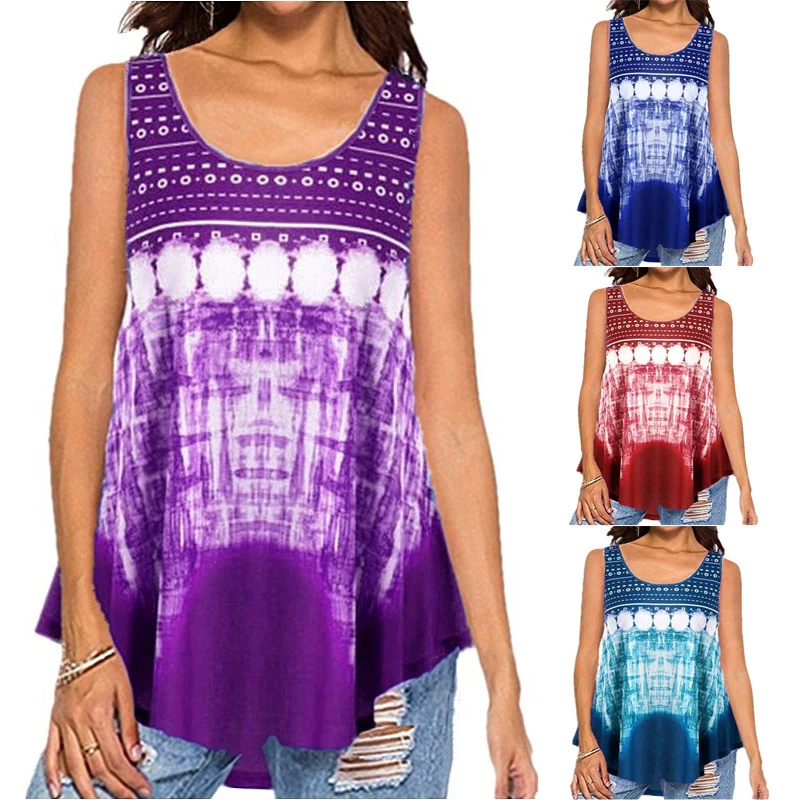 

Loose Sleeveless Printed Fashion Sexy Summer Top Casual Four Colors Women T Shirt 2020 Plus Size S-5XL