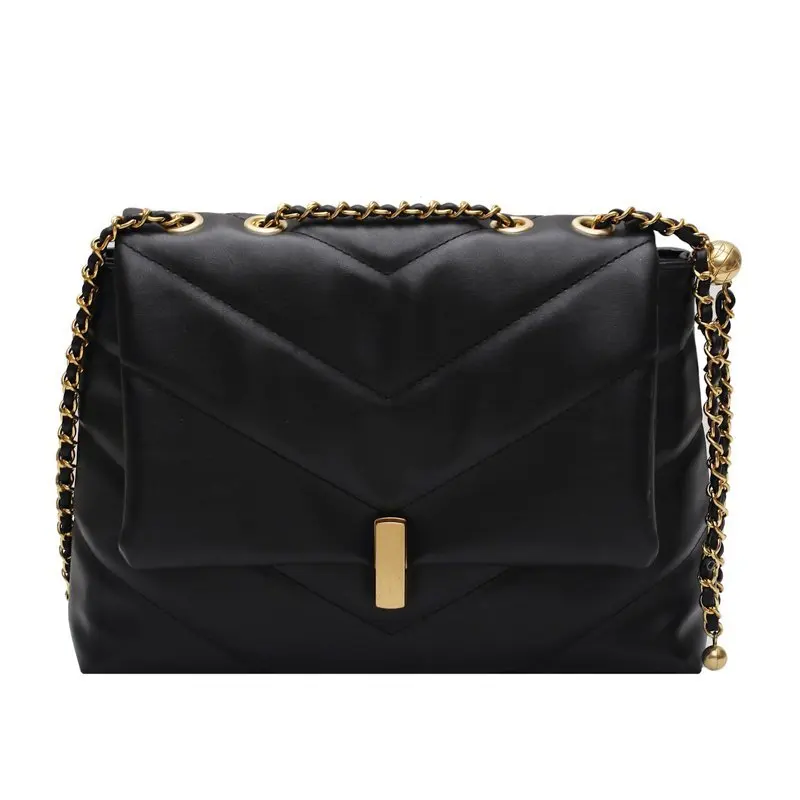 

V-line Chain Black Crossbody Bag for Women 2021 Fashion Sac A Main Female Shoulder Bag Female Handbags and Purses
