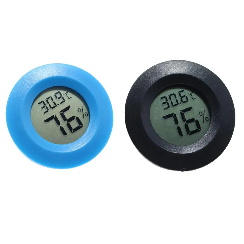 

2Pcs 2Pcs Round Thermometer Humidity LCD Display Hygrometer for Reptile Tank