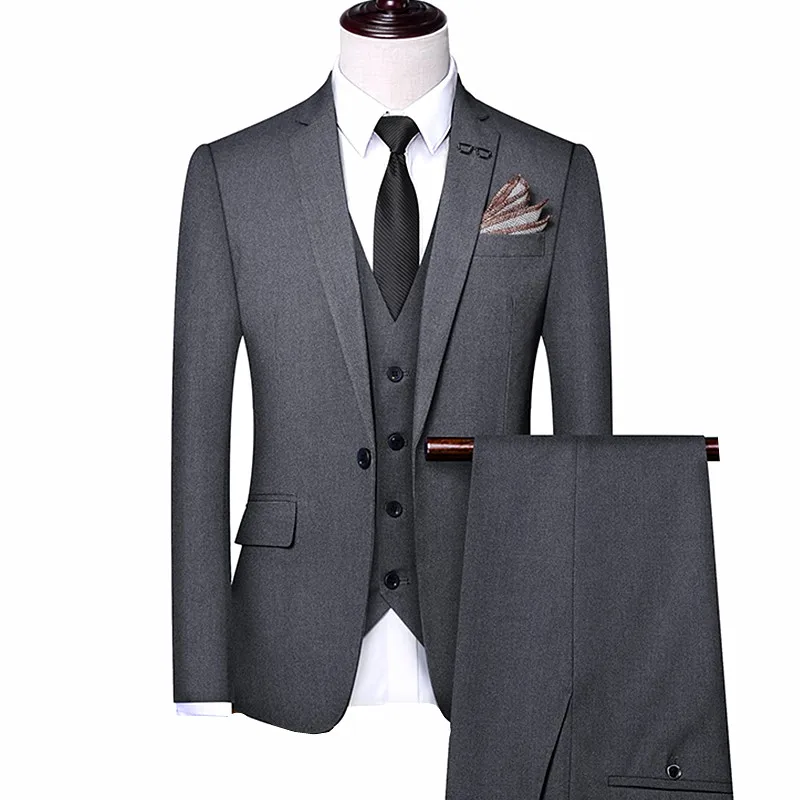 Брендовый модный мужской облегающий деловой костюм мужская мода из 3 предметов