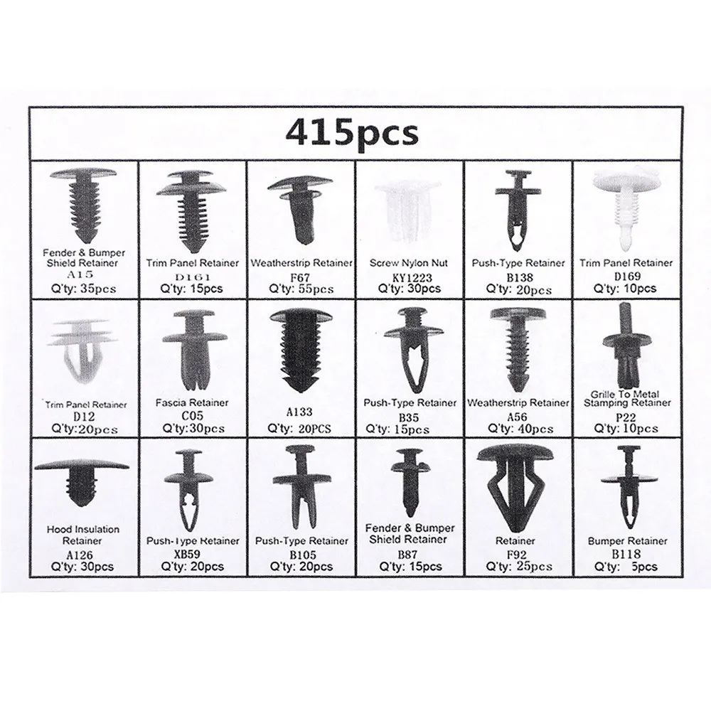 425 шт. автомобильный крепежный зажим смешанный фиксатор для тела заклепки