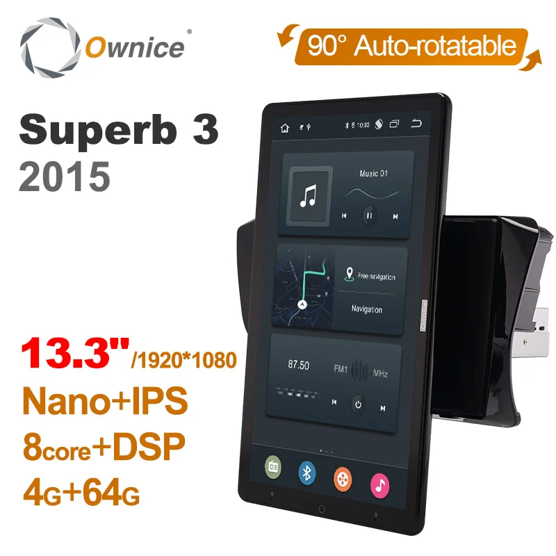 

1920*1080 Android 10.0 Ownice 13.3 Inch Rotation Autoradio 1 Din for Skoda Superb 3 2015 Car Radio Auto GPS Multimedia DSP IPS