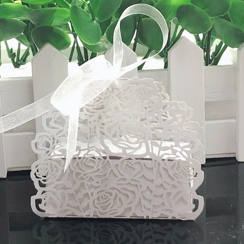 50/100 шт Роза и цветок Лазерная резка Конфеты Коробки DIY Полые перевозки подарочные