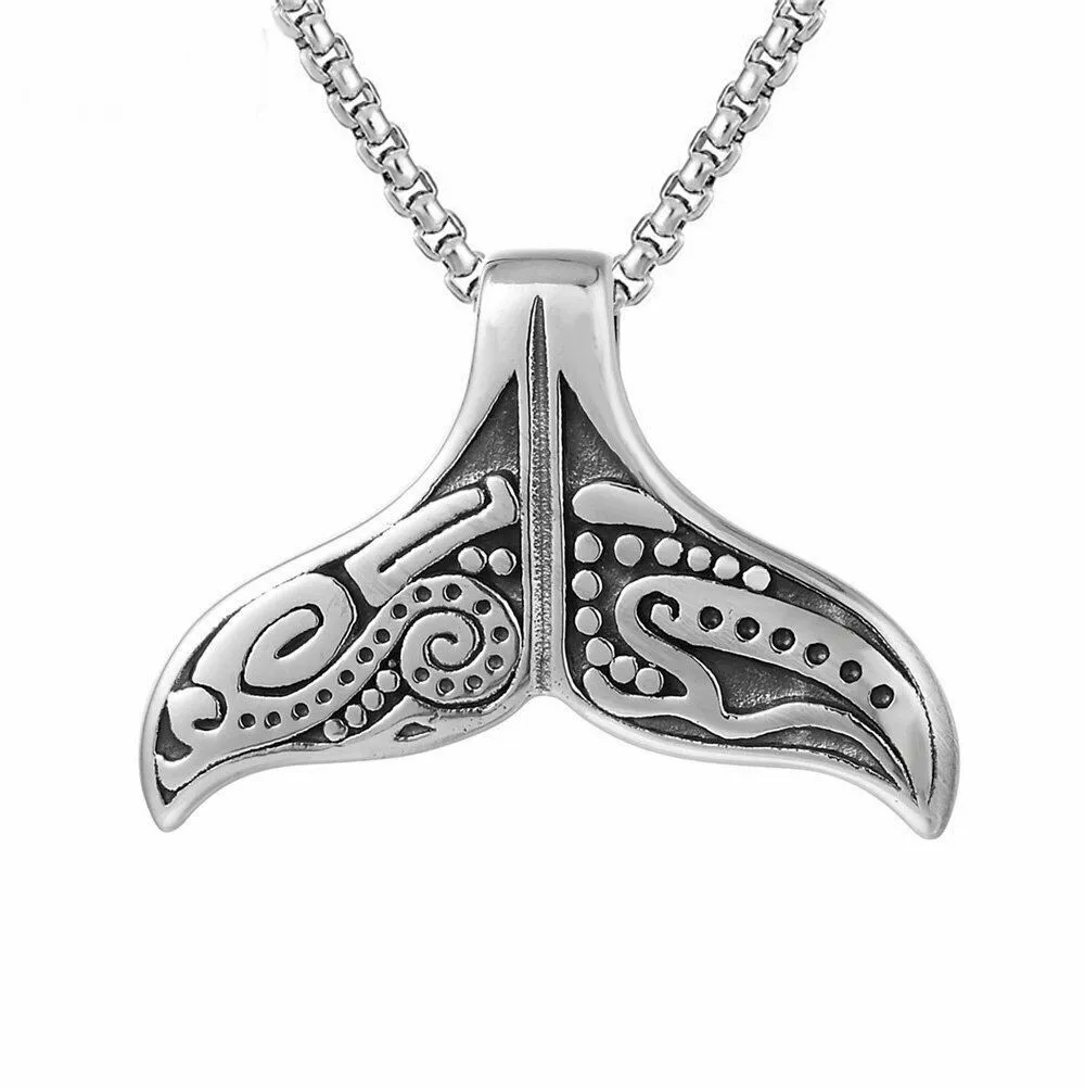 

Amulet Killer Whale Tail Pendant Necklace Charm Stainless Steel Jewelry