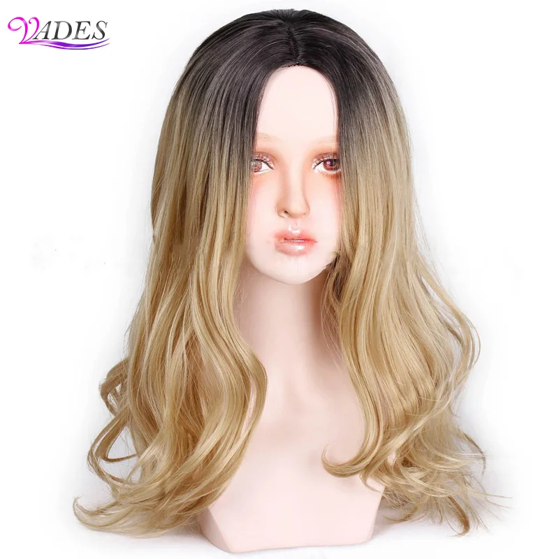 

Synthetic Long Black Blonde Women's Wigs with Bangs Water Body Wave Heat Resistant Wigs for Black Women African American Hair