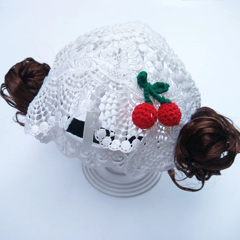 Yundfly Baby Lace Headband Newborn Wig Hat Princess Girls Cherry Flowers Bangs Photo Props | Мать и ребенок