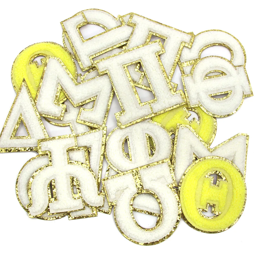 1 шт. белая греческая нашивка с буквами алфавит синель вышивка нашивки для одежды