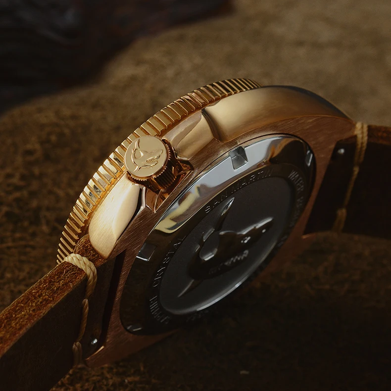 Часы наручные San Martin Мужские механические автоматические бронзовые светящиеся с