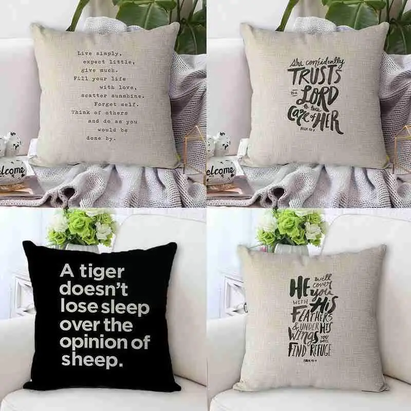 

Nordic Simply Style Words Letters Printed Linen Cover Car Cushion Cover Pillowcases Square Cover 45*45cm Sofa Decorative Ho K9Y9