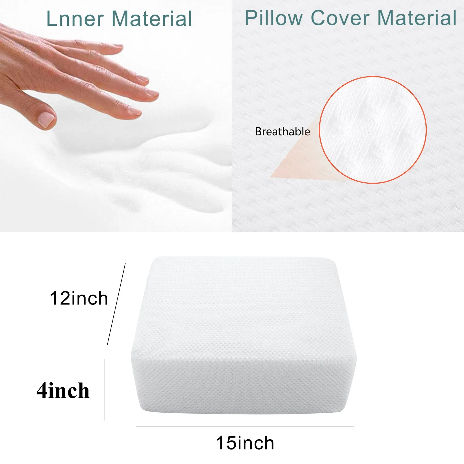 

White Cube Pillow Memory Foam Pillow, Soft Pad Cushion, 38x31x10cm Neck Support Pillow Chronic Rebound Memory Pillow Bedding