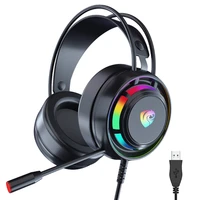 powerful realistic game headsets stereo sound earphone laptop smartphones over ear headphones rgb light ergonomic design