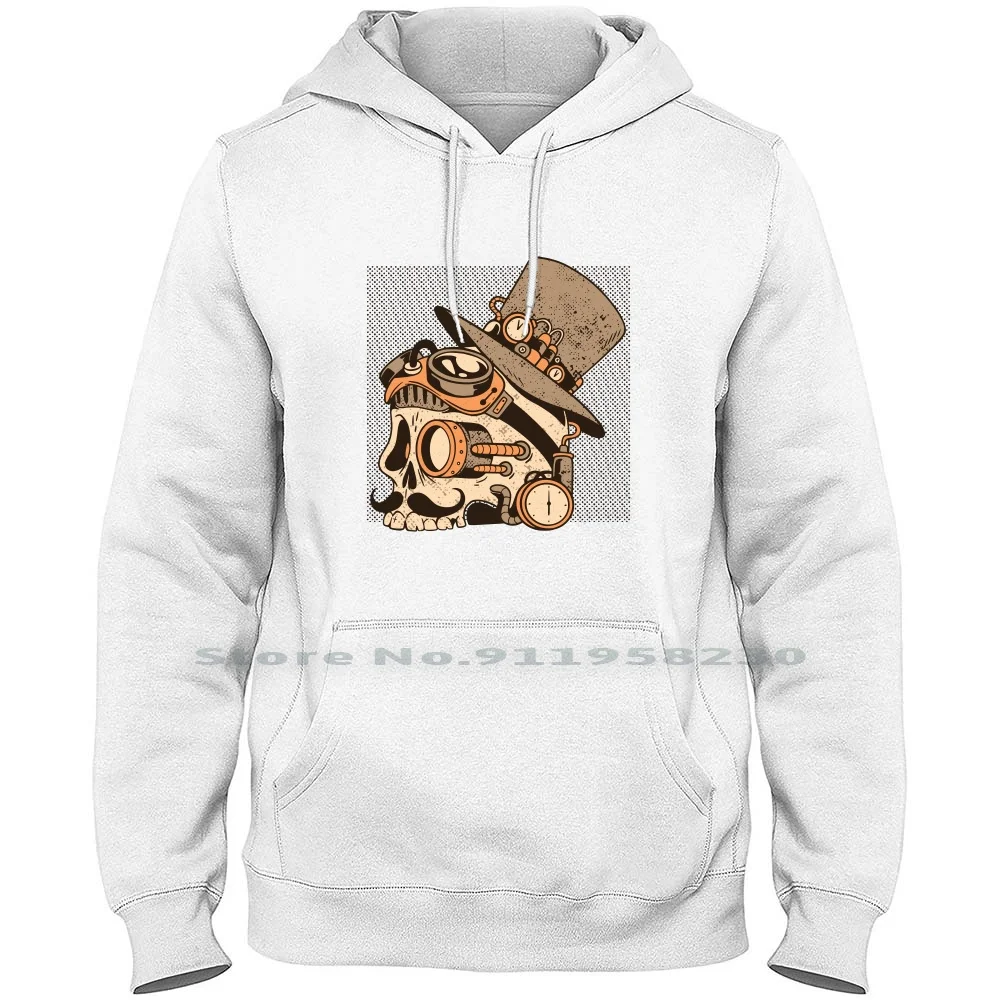 

Skull Men Women Hoodie Pullover Sweater 6XL Big Size Cotton Mechanical Design Skull Sign Ring