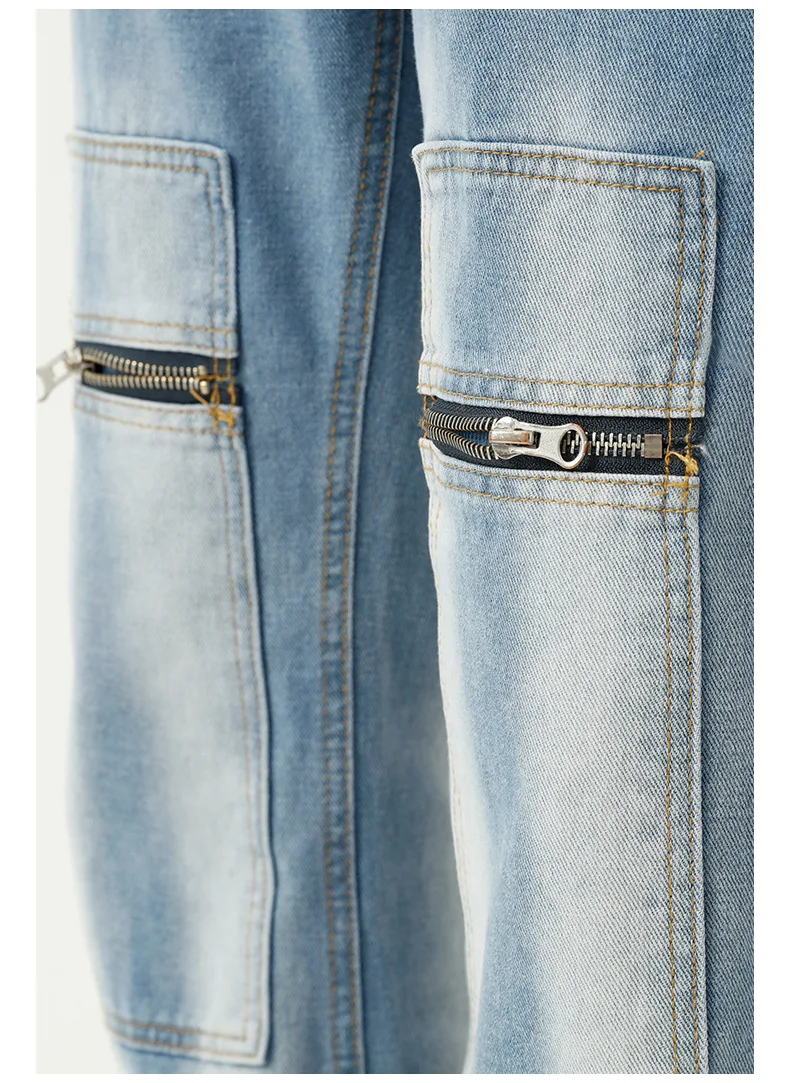 

Jeans for Men 2021 High Street Blue Jeans Homme Zipper Washed Casual Straight Jeans Trousers Male Streetwear Vintage Denim Pants