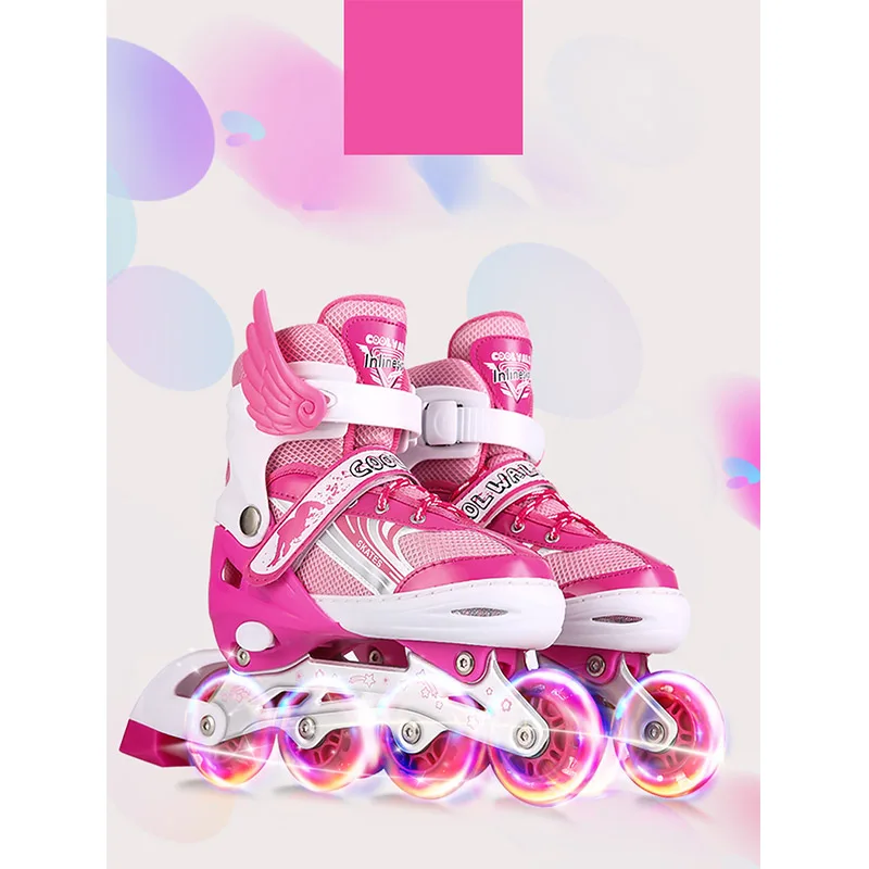 Детские новые роликовые коньки с регулируемым размером безопасные и удобные для