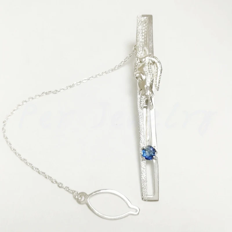 Мужские ювелирные изделия натуральный настоящий сапфир зажим для галстука стиль