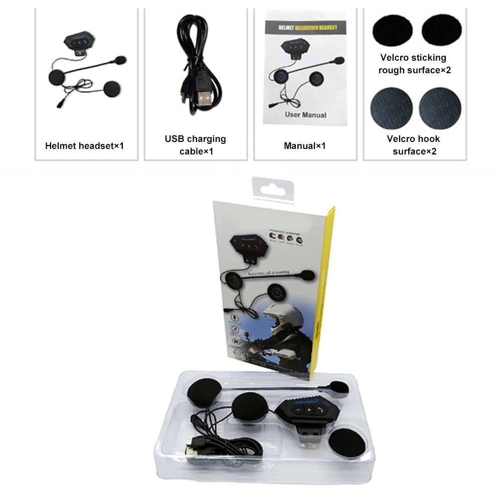 

Motorcycle Helmet BT Headset with Microphone Rechargeable Auto Answer Wireless Earpiece 32Hrs Endurance Helmet Headset