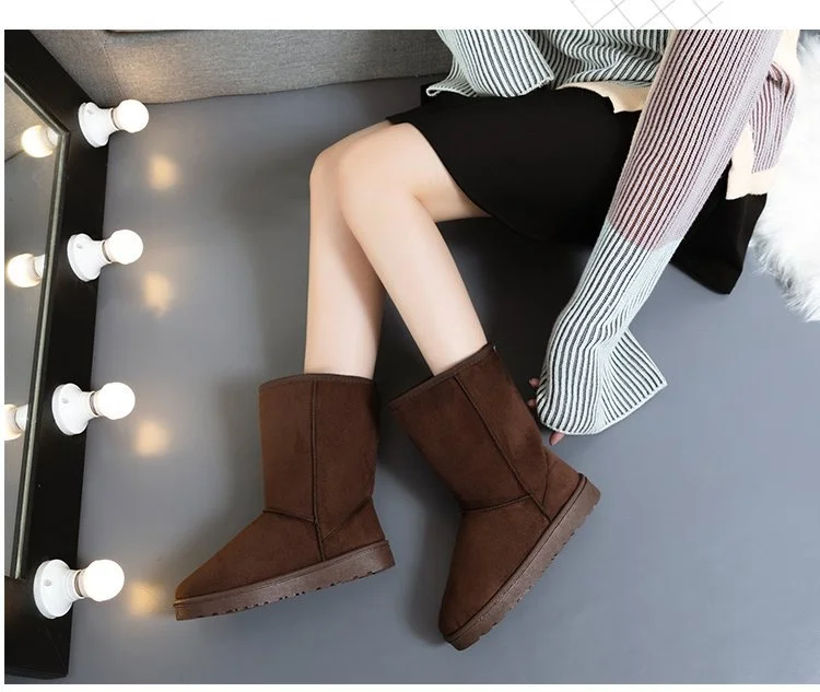 

Зимние сапоги 2020 Зимние Замшевые Сапоги на толстой подошве средние сапоги хлопковые сапоги теплая Студенческая обувь 44