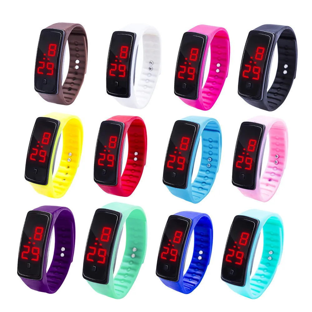 

Student High Quality New Label Belt Sports Watch Silicone Rubber LED Time Display Bracelet Wrist Watches Children Kids Watches