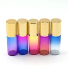 Пустой стеклянный флакон для эфирных масел с золотой крышкой, 5 мл, стеклянный бутылка с роликом пробы духов, 5 шт.