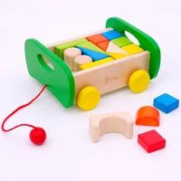 new childrens diy wooden color solid wood blocks 1 3 6 year old young kids drag car toys gifts for children