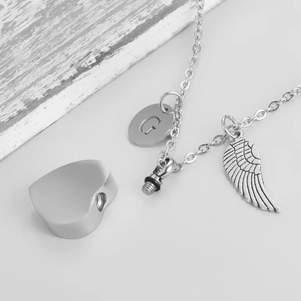 Ожерелье с кремационной урной подвеска Крыло ангела 26 Начальная буква Алфавит