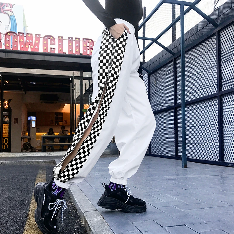 Брюки Джоггеры в клетку новинка 2021 спортивные брюки на молнии стиле хип хоп