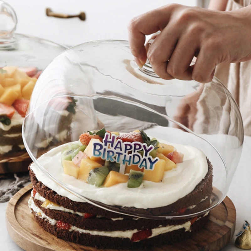 Вращающийся в западном стиле поднос для торта прозрачная стеклянная крышка