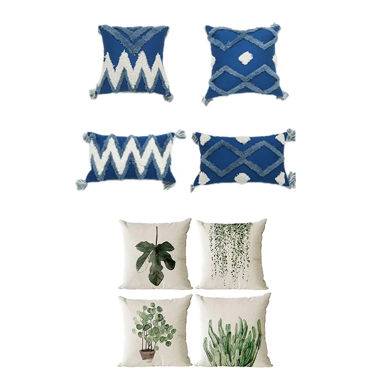 

8Pcs Throw Pillow Case Tassels Embroidery Cotton Decorative Pillowcase Bed Sofa Cushion Cover Macrame Pillow Cover