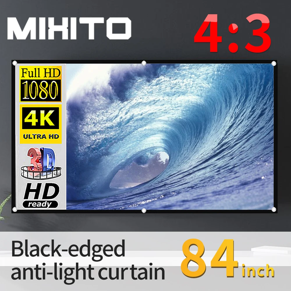 MIXITO проектор с светильник 4:3 экран для занавесок 84 дюйма 3d HD портативный