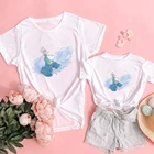 Одинаковые наряды для всей семьи, футболка с принтом Снежной королевы, Эльзы, для мамы и дочки, футболка с коротким рукавом