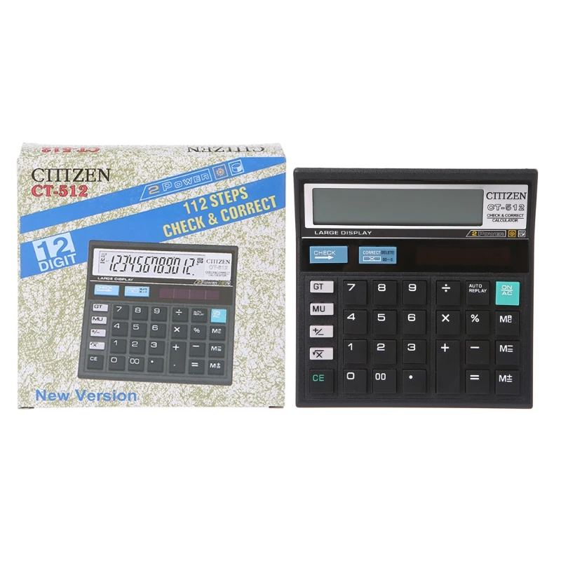 12-Digit Solar Battery Dual Power Large Display Office Desktop Calculator CT-512 | Компьютеры и офис