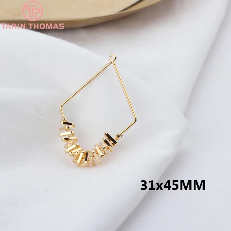 Латунный треугольный соединитель для сережек с покрытием 24 каратным золотом