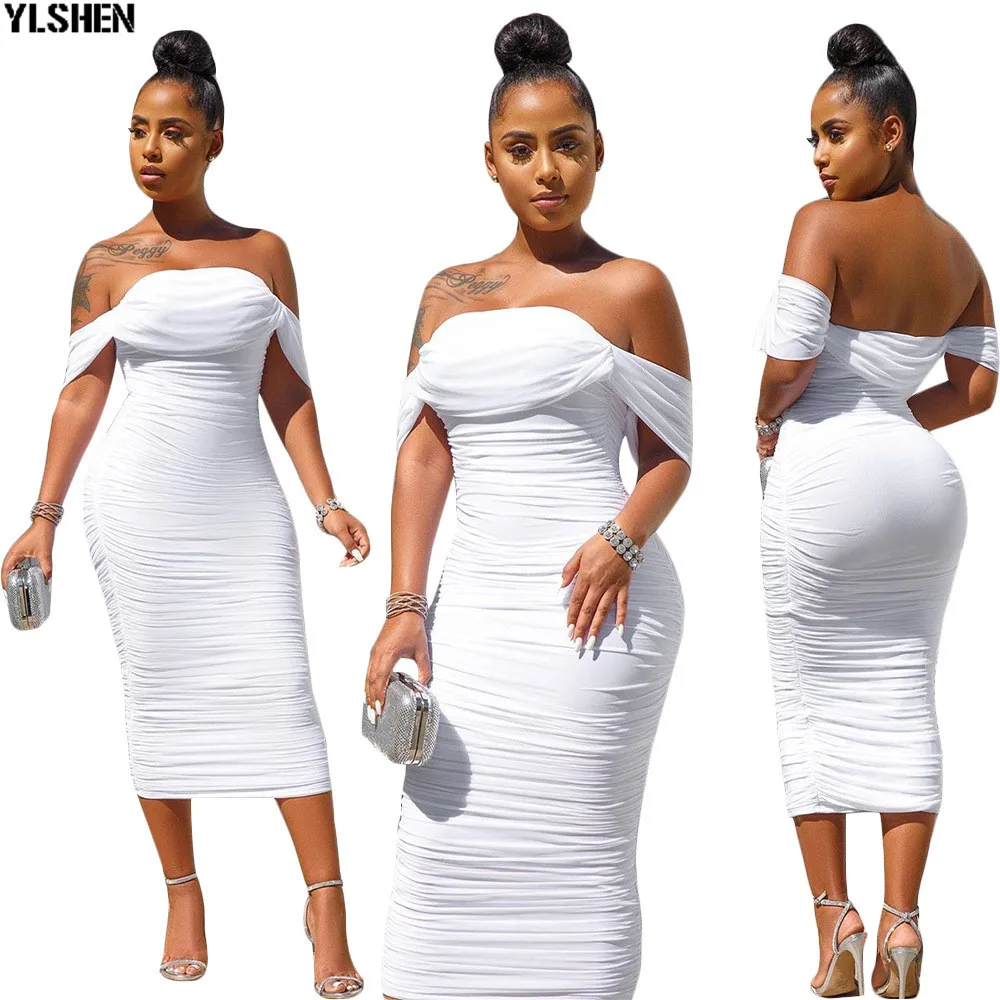 Белое Облегающее Платье в африканском стиле платья для женщин сексуальное