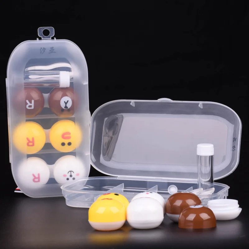 

3 Pairs Cute Cartoon Contact Lens Case Kit Travel Lenses Box Set Lovely Contact Lens Case Holder Container