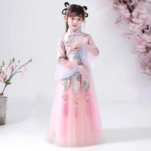 Bridesmaid Dress Girls'Campus Graduation Dance Party Dress Flower Girls Wedding Bridesmaids' embroidered banquet vestido chines