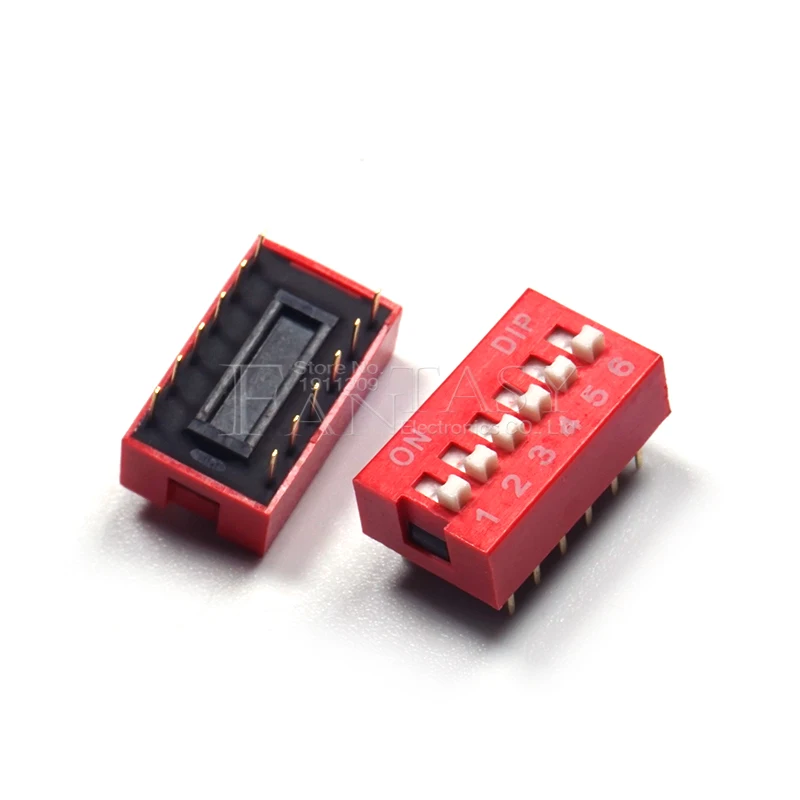 10PCS DIP Switch 6 bit Way 2.54mm Toggle Red Snap Wholesale Electronic | Электронные компоненты и принадлежности